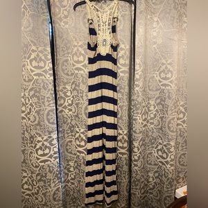 Rue21 striped maxi dress with beautiful crochet back.